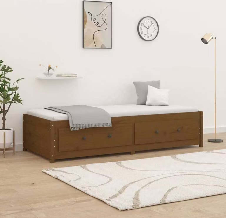 The Living Store Letto da giorno marrone miele 80x200 cm in legno di pino massiccio