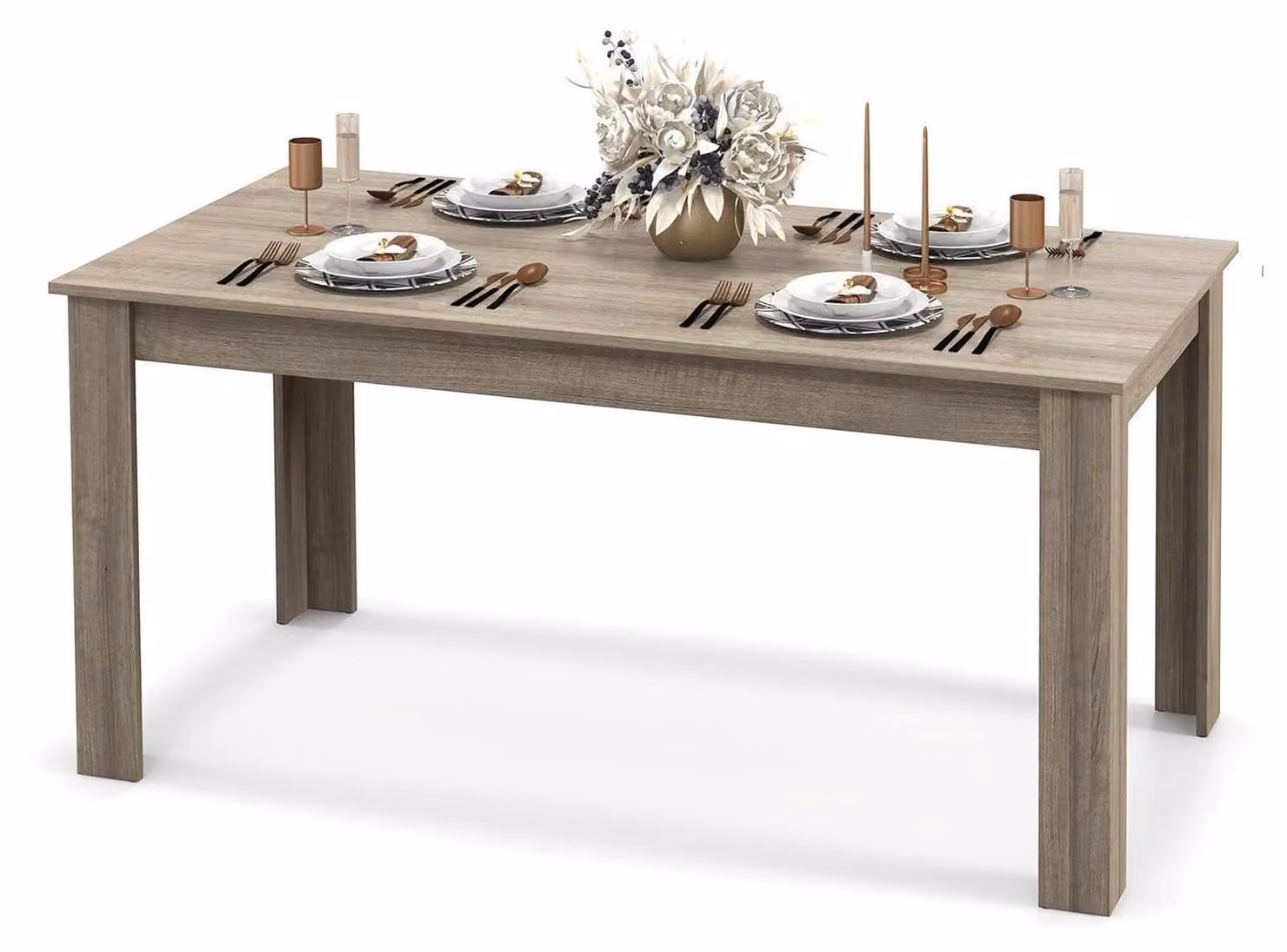 Tavolo da pranzo in legno, dimensioni 160 x 80 cm, adatto per 4 persone, tavolo da cucina in legno naturale