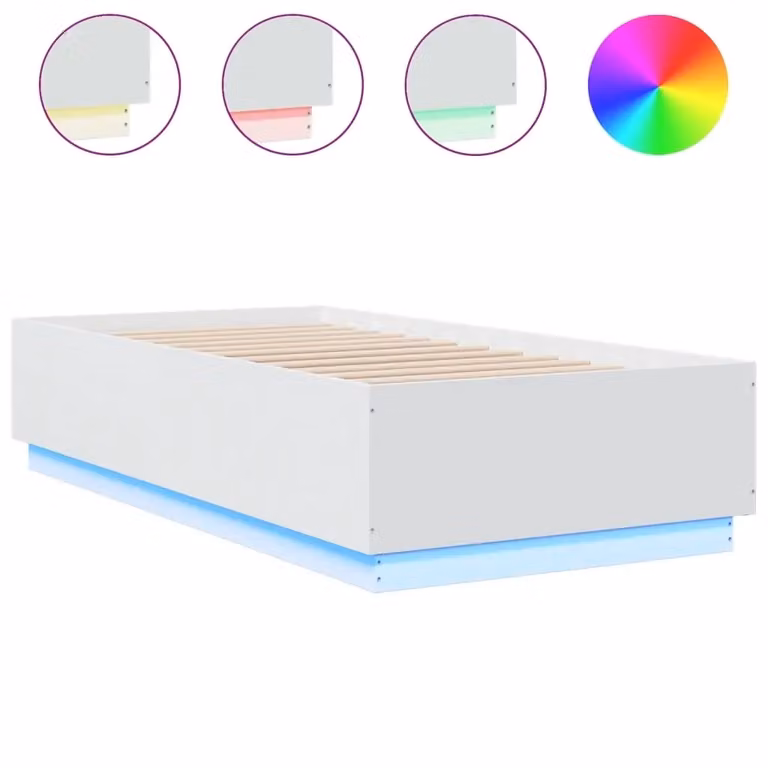 Giroletto vidaXL Bianco con Luci LED e Porta USB in Legno, L: 193 cm, P: 78 cm, H: 40 cm