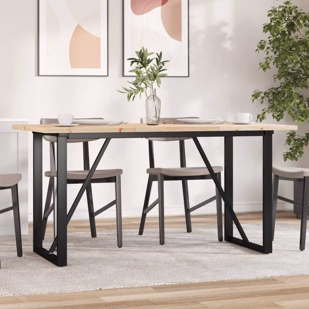 Maison Exclusive - Tavolo da Pranzo Telaio a O 140x80x75,5 cm Legno Pino e Acciaio