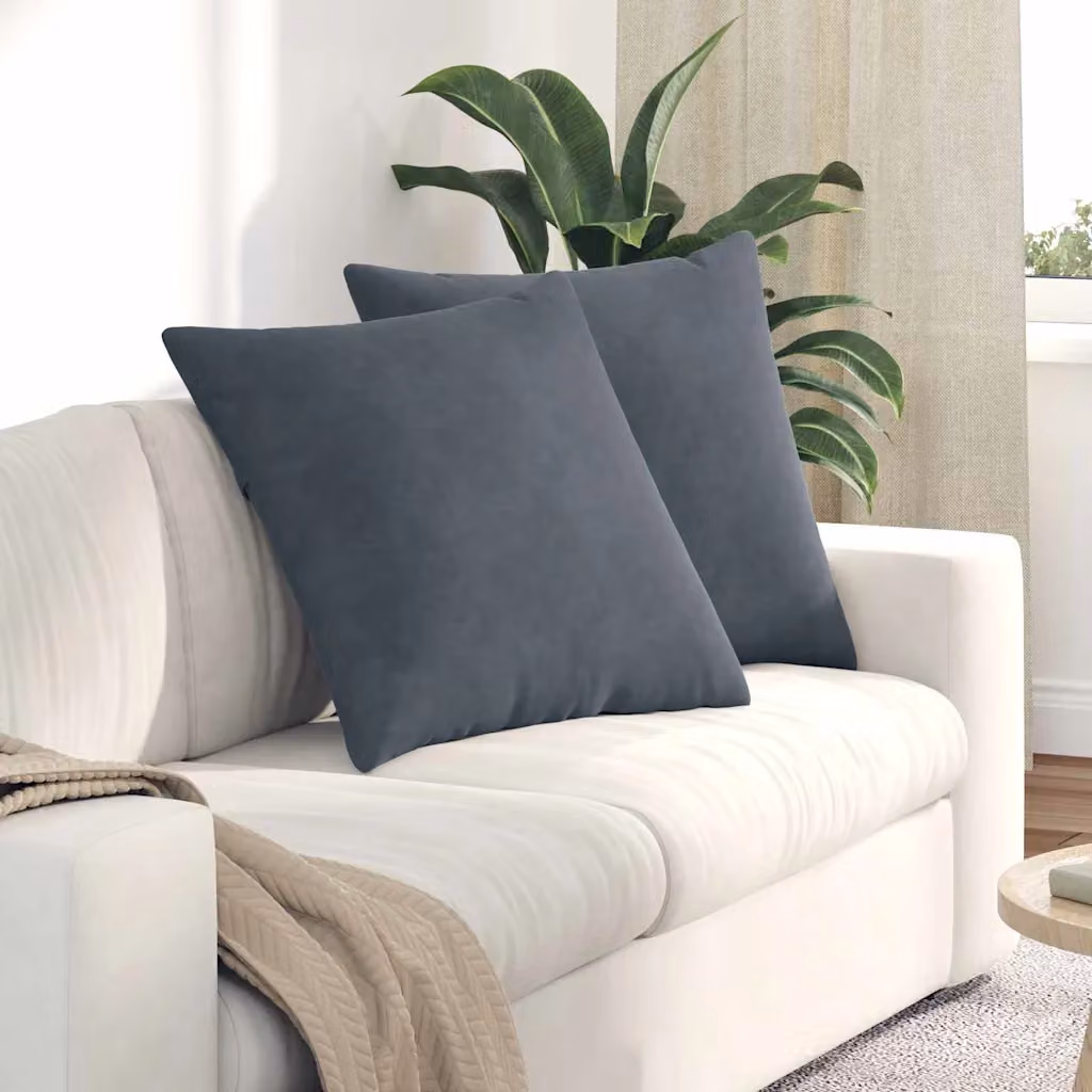 Set di 2 cuscini da divano quadrati vidaXL in velluto a coste grigio, L 80 cm x P 80 cm