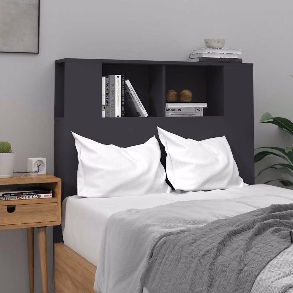 Testiera per letto con scomparti laterali vidaXL, colore nero, L 100 x P 18,5 x H 102,5 cm