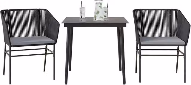 Set da Pranzo da Giardino 3 pz con Cuscini Polyrattan Vetro 3334513