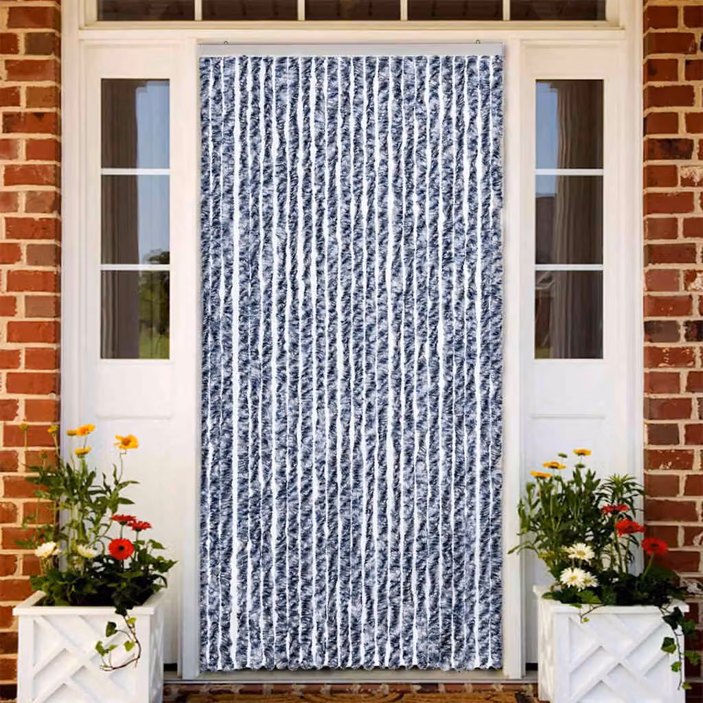 Zanzariera vidaXL in ciniglia e poliestere, blu, bianco e argento, termoisolante e semitrasparente, L 100 cm x H 220 cm