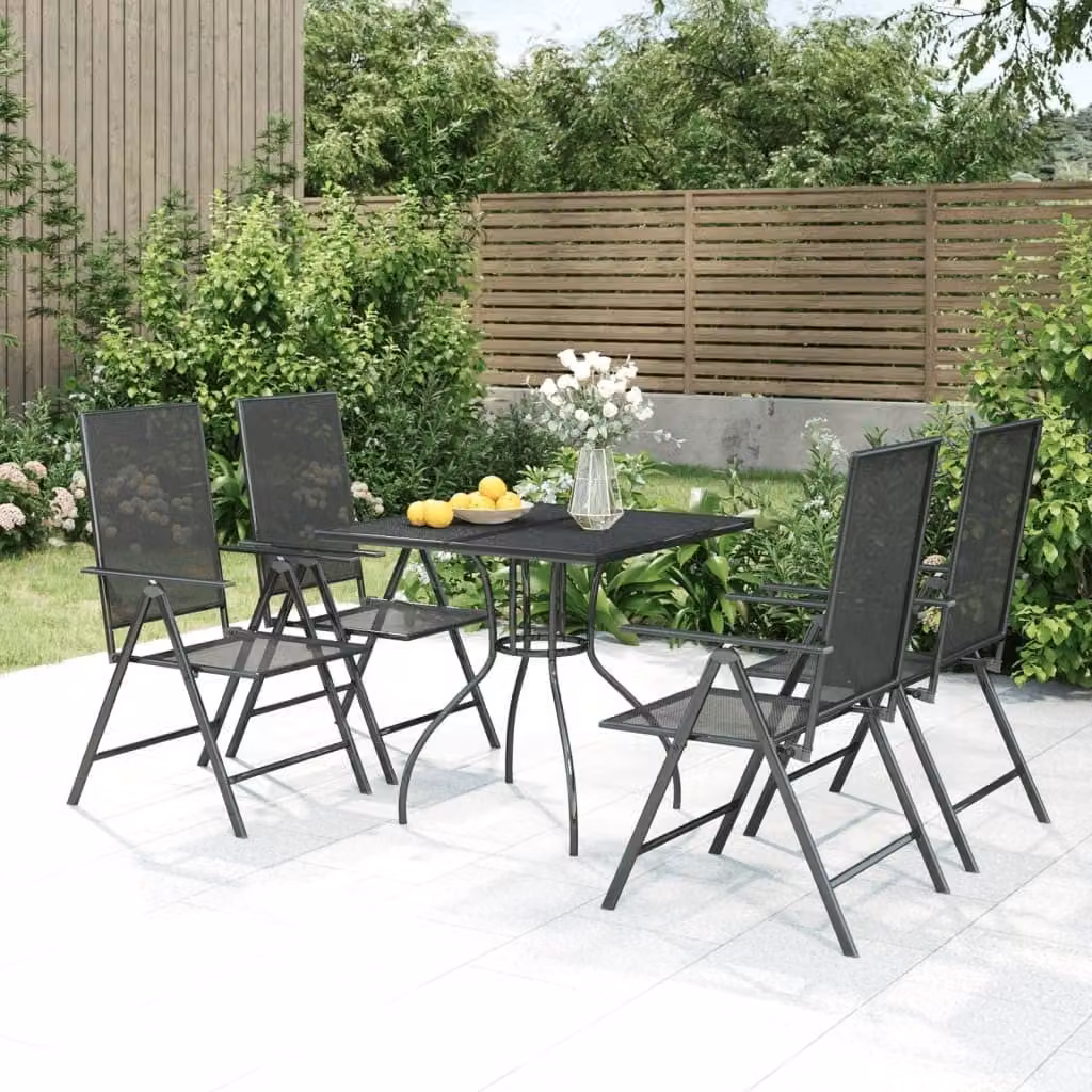 The Living Store Set da pranzo da giardino 5 pezzi in acciaio antracite