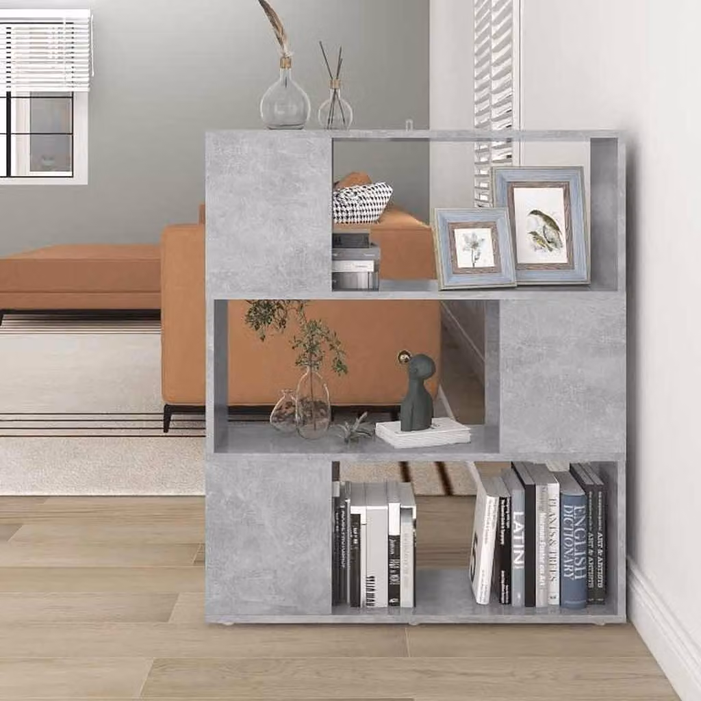 Libreria/Divisorio vidaXL Grigio Cemento in MDF L: 80 cm, P: 24 cm, H: 94 cm