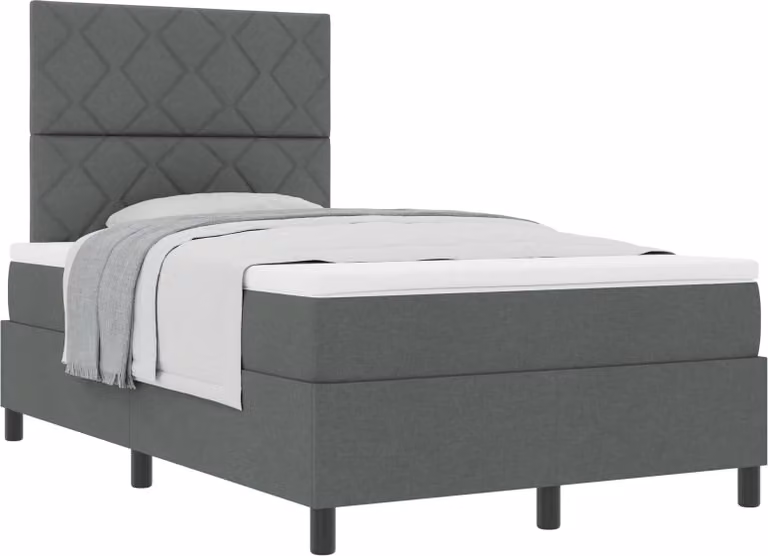Letto a molle con materasso grigio scuro 120 x 190 cm in tessuto