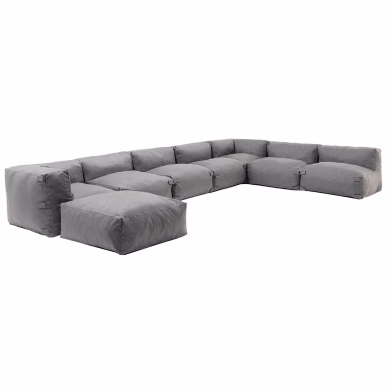 Divano ad angolo modulabile con 5 poltrone 2 angoli e 1 pouf grigio - Oviala Mixi