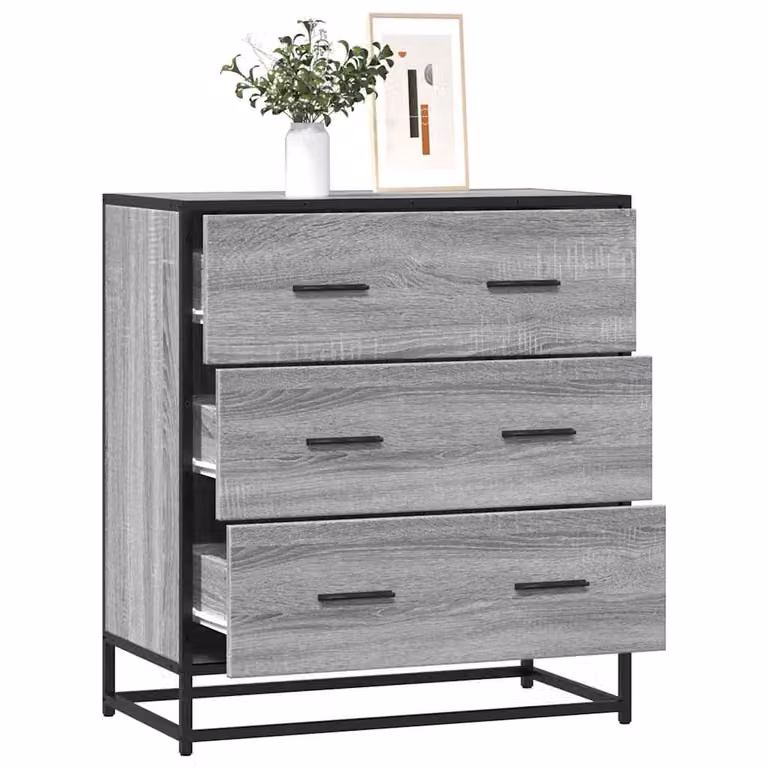 Credenza stile industrial vidaXL in MDF e metallo, Grigio, L: 68 cm, P: 35 cm, H: 76 cm