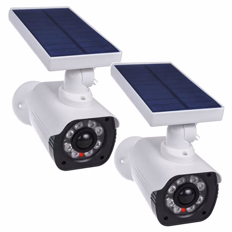 Telecamera solare finta con LED lampeggiante, sensore di movimento, illuminazione a LED, adesivo SOL1800S 2 pezzi