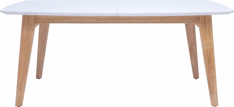 Miliboo - Tavolo da pranzo rettangolare allungabile in legno di quercia chiara e bianco con prolunghe integrate L180-230 cm VARIETÀ