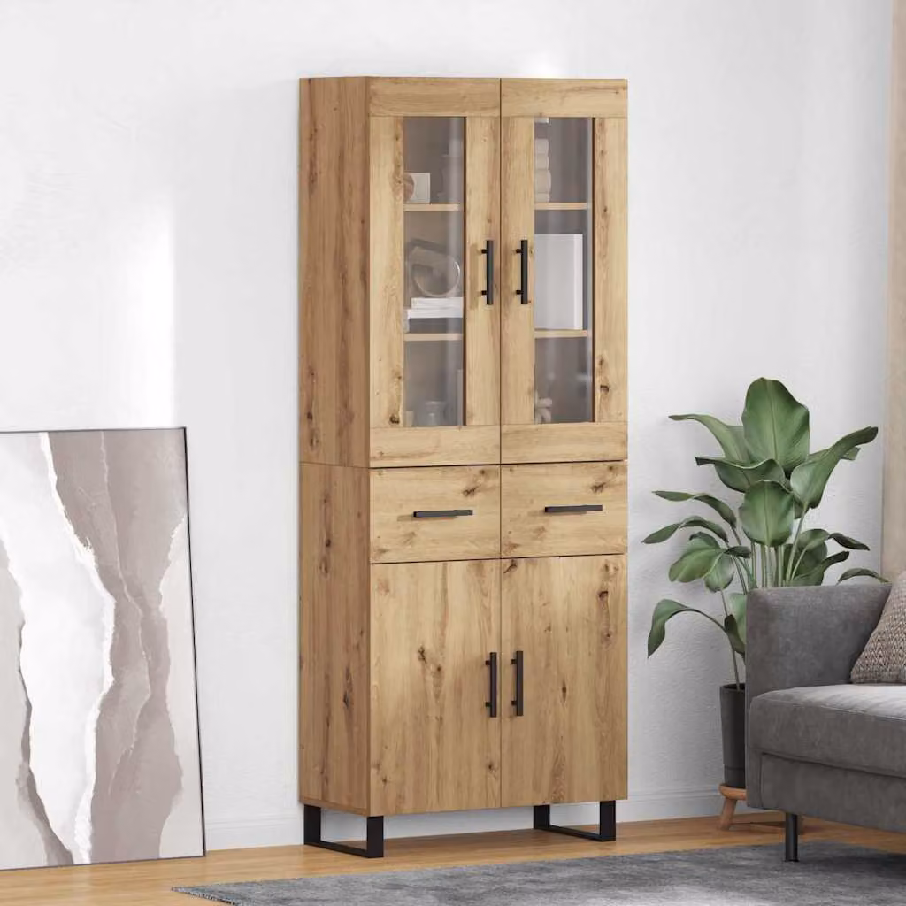 Set di 2 credenze vidaXL in stile moderno color marrone con finitura opaca L: 69,5 cm, P: 34 cm, H: 180 cm