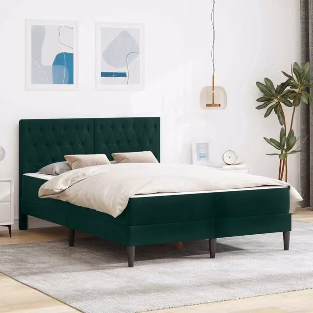 Letto moderno con struttura imbottita in velluto verde vidaXL L: 120 cm, P: 200 cm, H: 96 cm