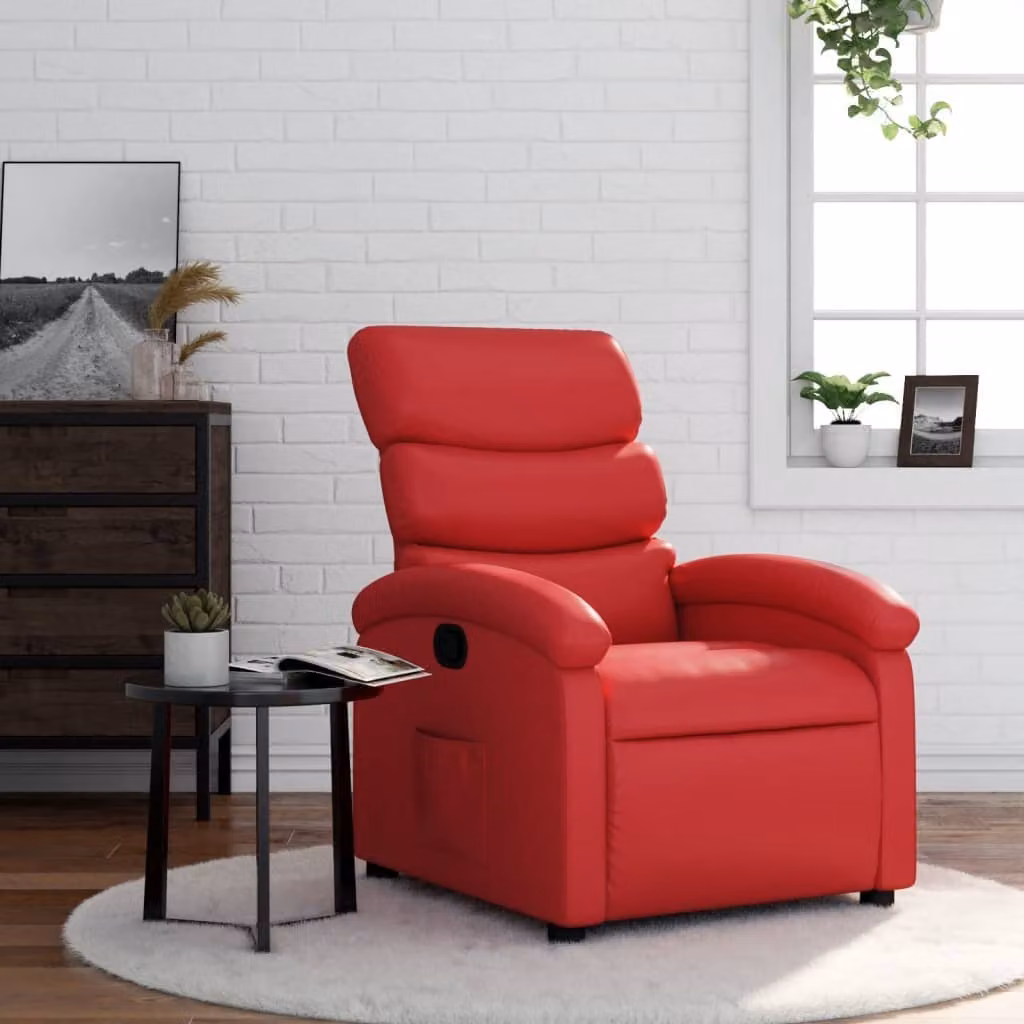 Poltrona Reclinabile Relax vidaXL in Similpelle Rossa con Braccioli e Reclinazione Manuale