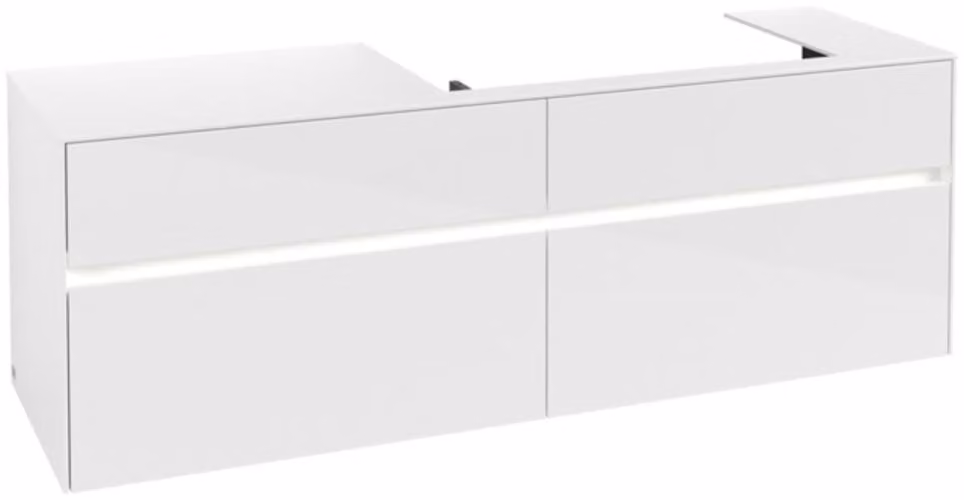 Villeroy & Boch Collaro Meuble sous-lavabo, 4 tiroirs, lavabo à droite, avec éclairage, 1600x548x500mm, C027B0DH, C027B0DH