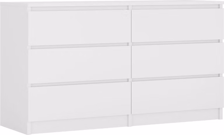 Cassettiera 6 cassetti, bianco opaco, 138 x 78 x 39 cm