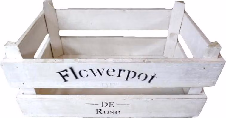 Scatola grande in legno bianco con stampa nera 29x13x18 cm