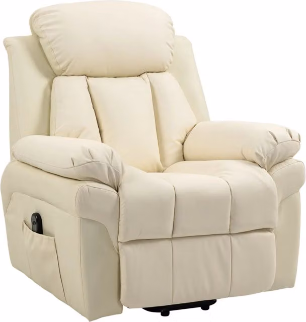 Poltrona Alzapersona Elettrica 1 Motore 96x93x105 cm Reclinabile in Similpelle Crema