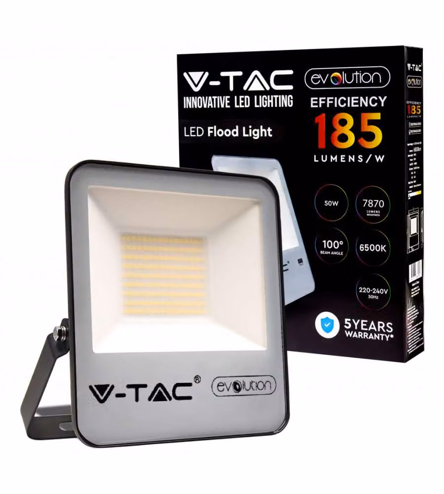 Faro LED Chip Samsung 50W 185LM/W Colore Nero 6400K IP65