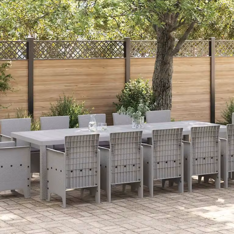 Set da Pranzo per Giardino e Terrazza vidaXL in Polyrattan Grigio Chiaro e Antracite