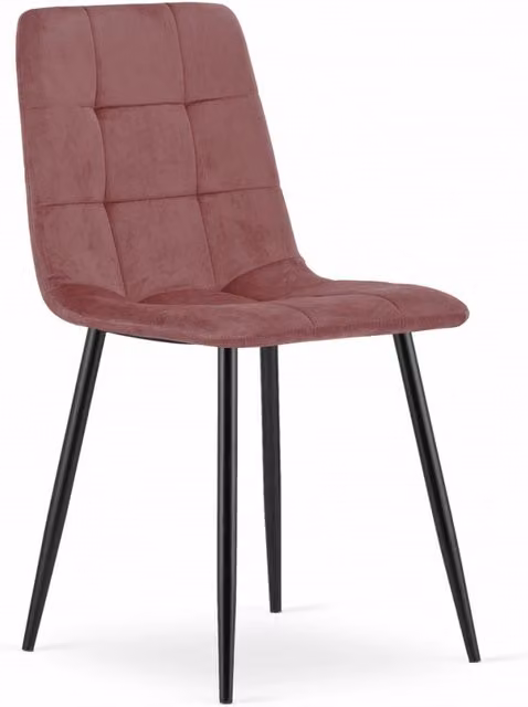 Set di 4 sedie moderne in velluto rosa con gambe in metallo nero KENDRA HOME