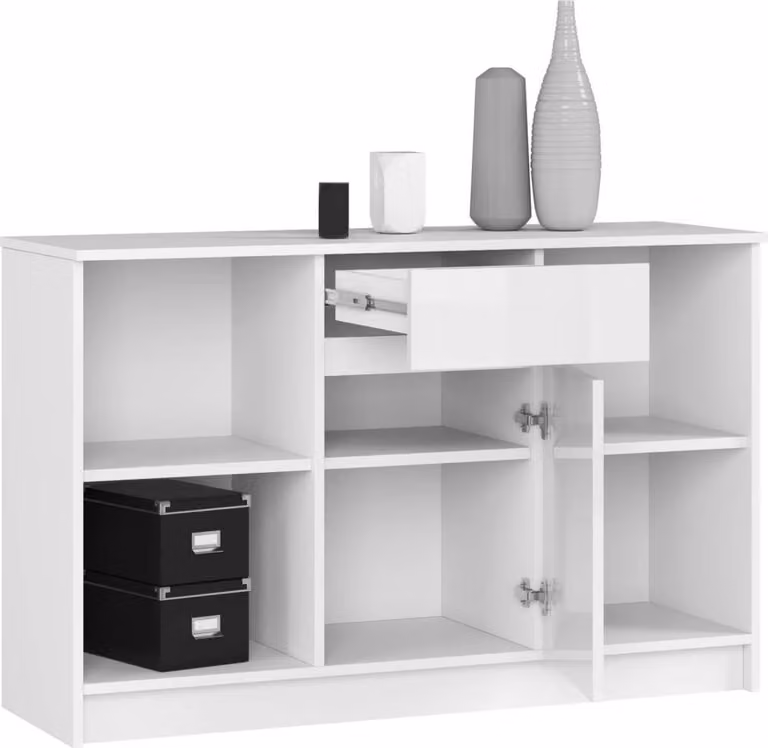 Cassettiera JENARIA - bianco / bianco lucido