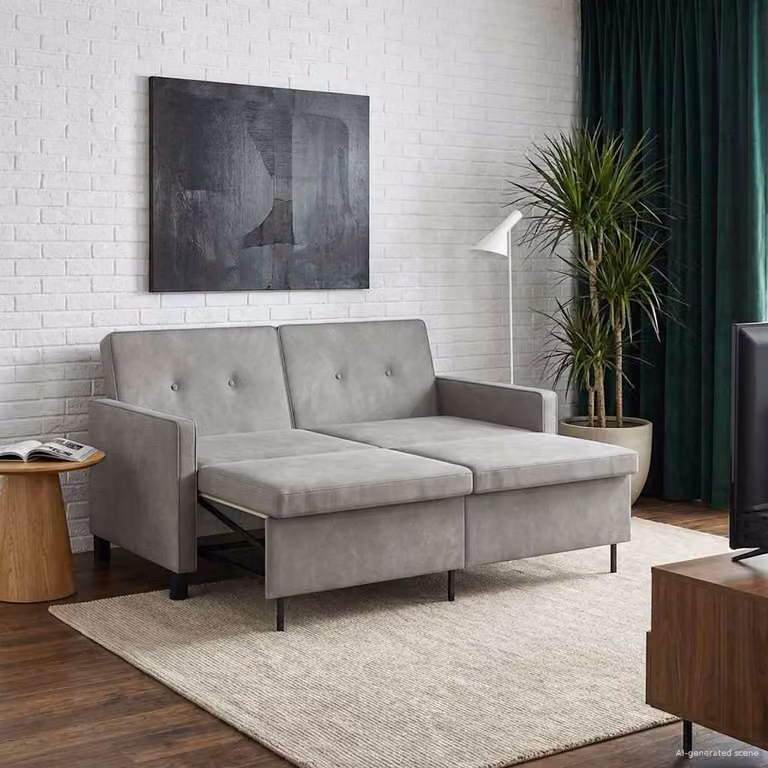 Divano letto moderno vidaXL in tessuto Grigio Chiaro L: 154 cm, P: 94,5 cm, H: 80,5 cm