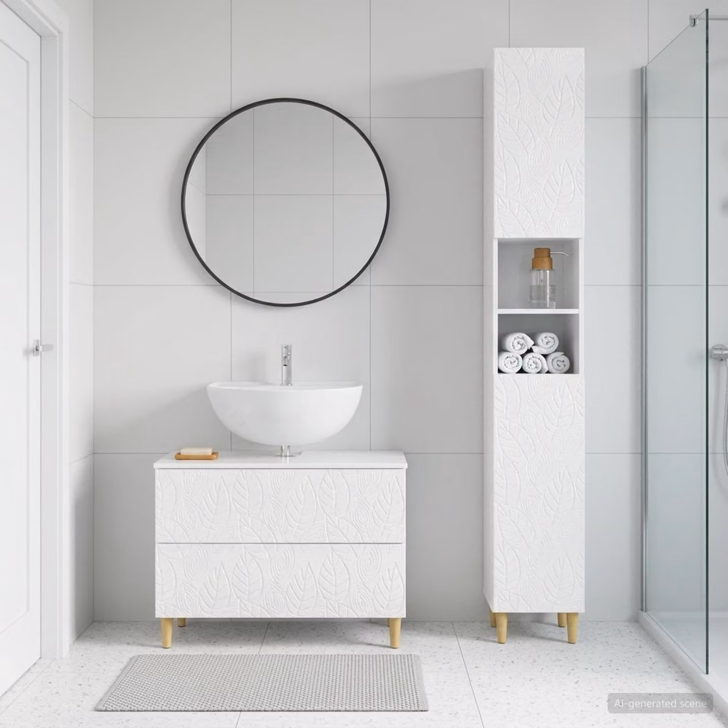 Set di mobili da bagno vidaXL DELFT composto da 2 pezzi, mobile lavabo e pensile, bianco lucido