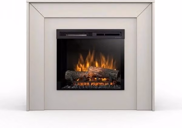 ZUNI Camino Elettrico Riscaldante da Pavimento Autoportante con LED, Colore Beige, L 108,2 x P 93,5 x H 27,5 cm