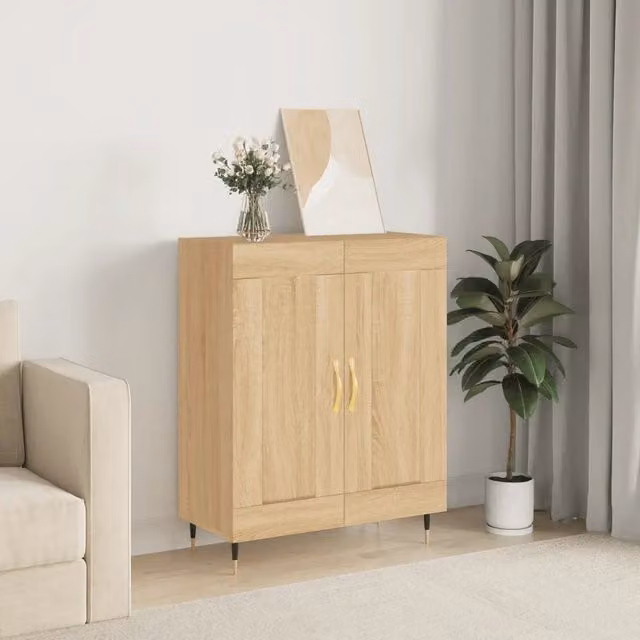 Credenza Buffet Armadio da Cucina Design Mania in Legno Rovere Sonoma Marrone L: 69,5 cm, P: 34 cm, H: 90 cm
