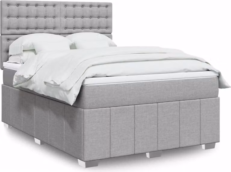 Maison Exclusive - Letto boxspring con materasso Grigio chiaro 140x190 cm Tessuto