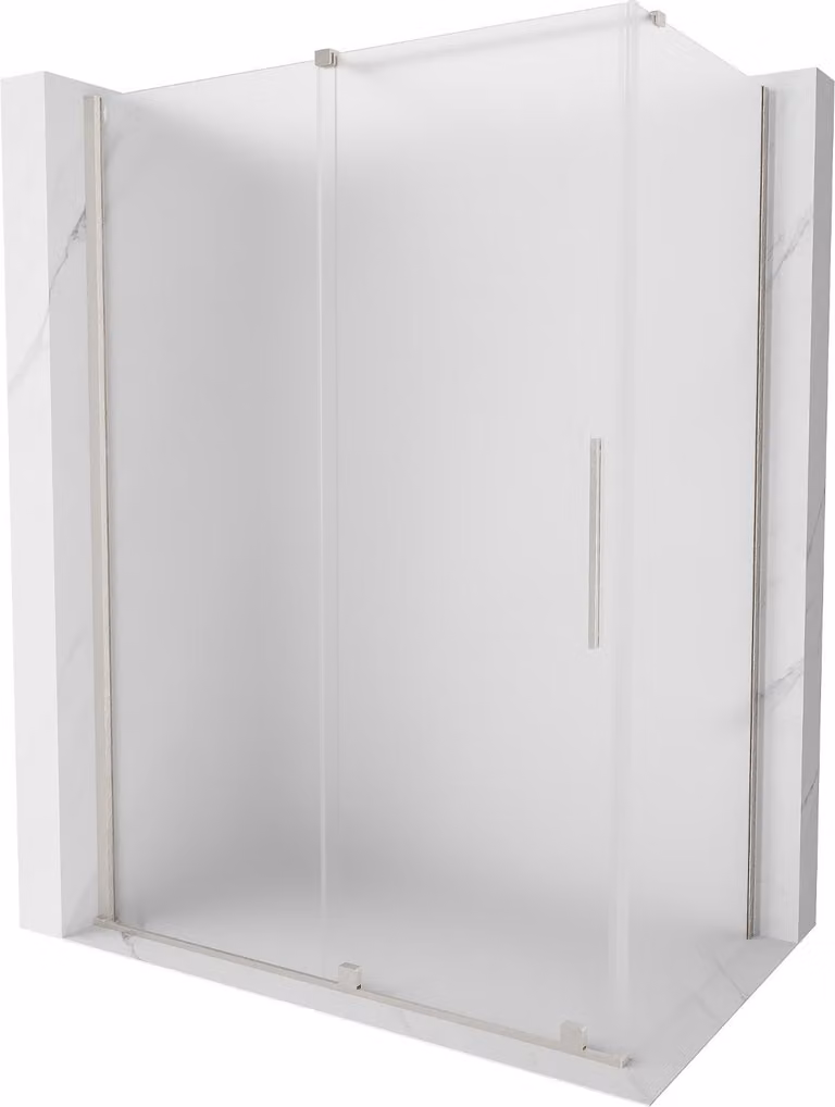 Mexen Velar cabina doccia scorrevole 150 x 80 cm, smerigliato, nichel spazzolato - 871-150-080-31-97