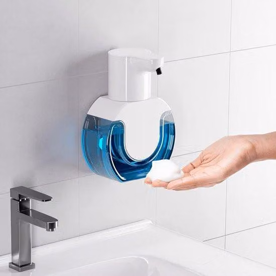 Distributore di sapone elettrico automatico da parete, in plastica, ricaricabile tramite USB, impermeabile IPX5, 420 ml, bianco