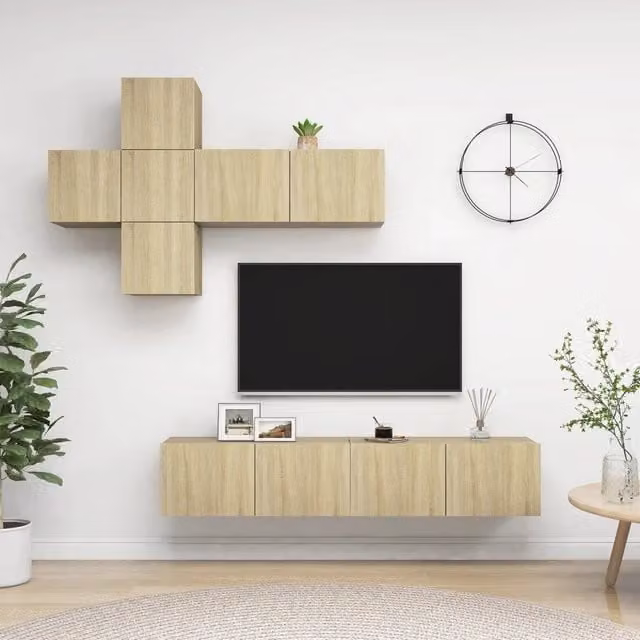 Set di Mobili Porta TV 7 pz Rovere Sonoma in Legno Multistrato 3079023