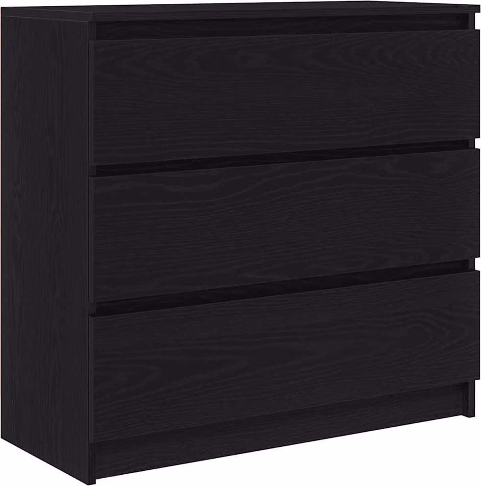 Credenza Rovere Nero 80x35x76 cm in Legno Multistrato