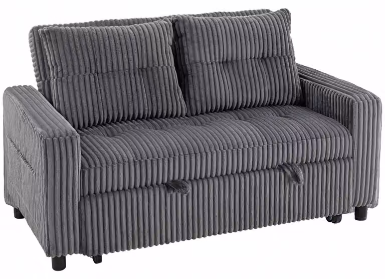 Divano letto HOMCOM, divano 2 posti, 157x190 cm, con schienale regolabile, color grigio chiaro