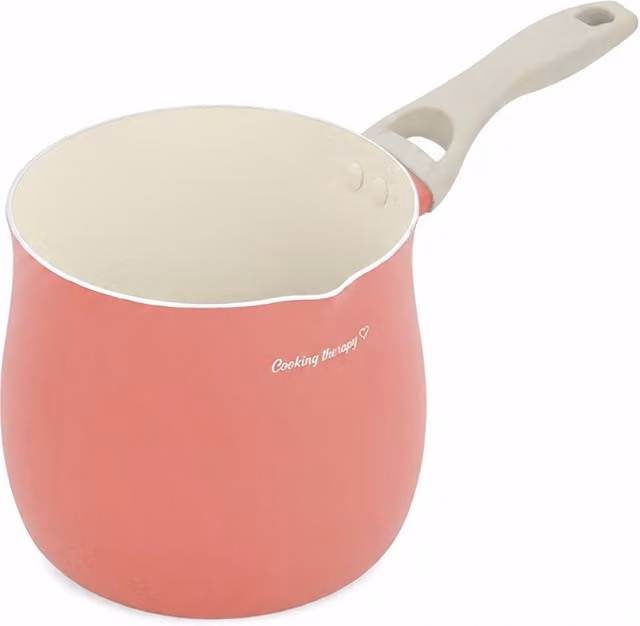 Pentolino Bollilatte Kasanova con Rivestimento Antiaderente in Smalto, Colore Corallo, Diametro: 12 cm