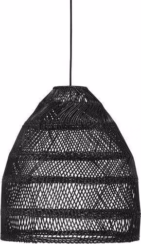 PR Home Maja Lampada a sospensione da esterno in fibre naturali – intrecciata a mano, IP44, E27, cavo Flex Out incluso. Diametro: 36 cm, colore del paralume: nero