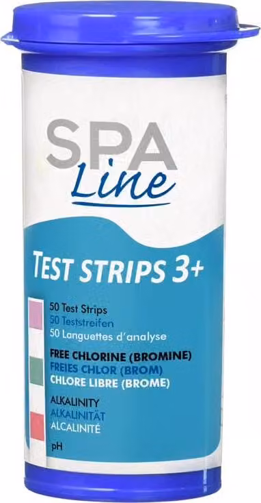 SpaLine Test Strips 3+ strisce di test 50 strisce di test per l'acqua per pH, cloro, bromo, alcalinità