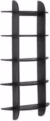 Mensola da parete Bizzotto in legno di mango nero con 5 piani in stile mid-century H: 160 cm, L: 70 cm, P: 22 cm