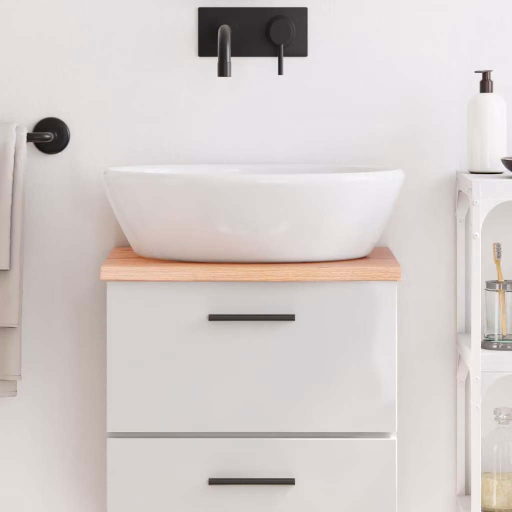 Piano Bagno vidaXL in Legno Massello Trattato Marrone Chiaro L: 40 cm, P: 30 cm, H: 2 cm