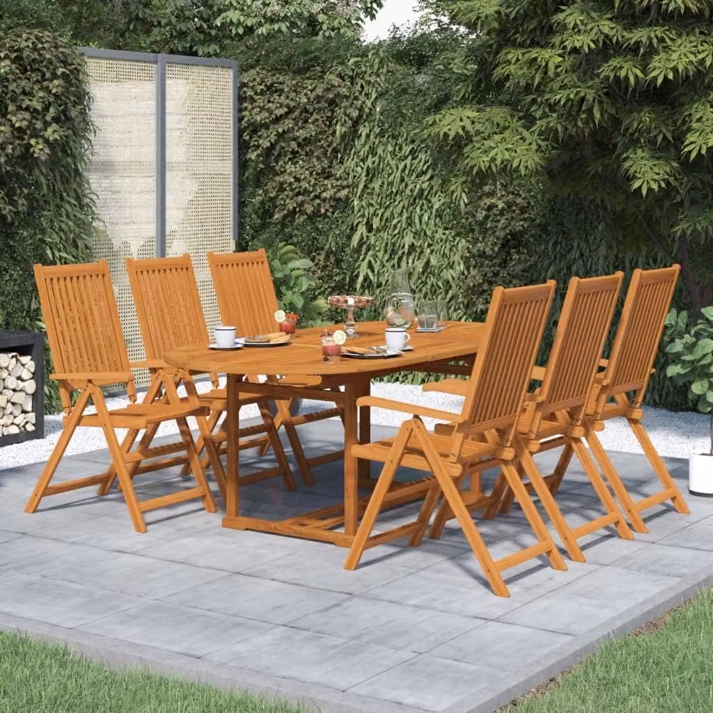 Maison Exclusive - Set da giardino per esterni, 7 pezzi, in legno massello di acacia, dimensioni da 150 a 200 cm