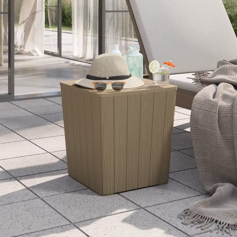 The Living Store Tavolo da giardino con piano estraibile in polipropilene marrone chiaro