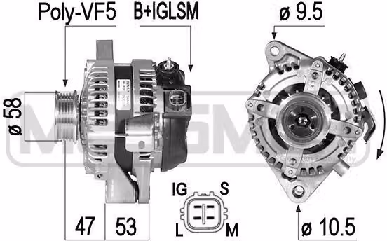 ERA 210493A Alternatore 130 A 14 V per TOYOTA COROLLA (ZZE12, NDE12, ZDE12) RAV 4 II (CLA2, XA2, ZCA2, ACA2) COROLLA Station Wagon (E12J, E12T)
