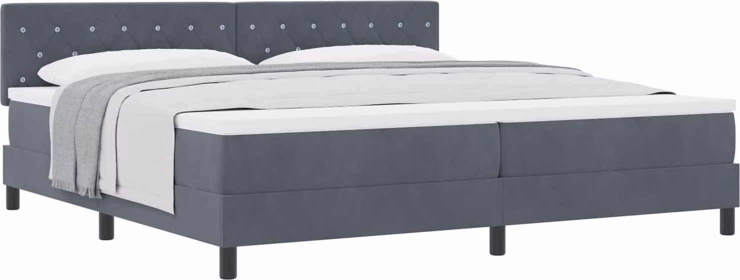 Letto a molle con materasso grigio scuro 200 x 200 cm in velluto