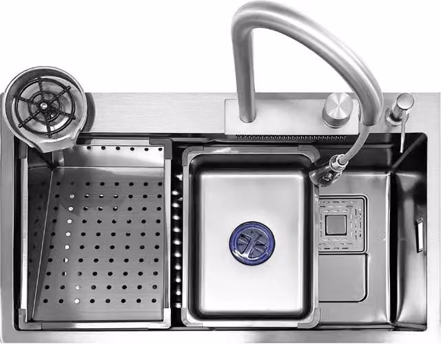 Lavello cucina da incasso una vasca 74x45x20H inox spazzolato SA3541 con accessori