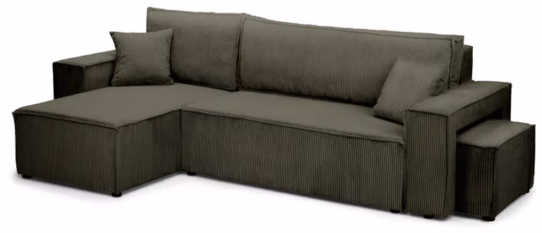 Divano a tre posti con funzione letto, modello Klara, finitura verde noce