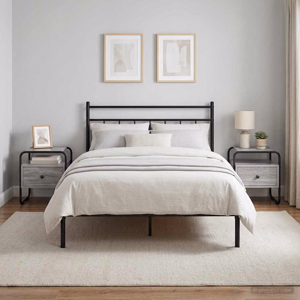 Set di 2 Armadi da Notte vidaXL Moderni in Colore Grigio e Nero L/P/H: 40 x 39,5 x 40 cm