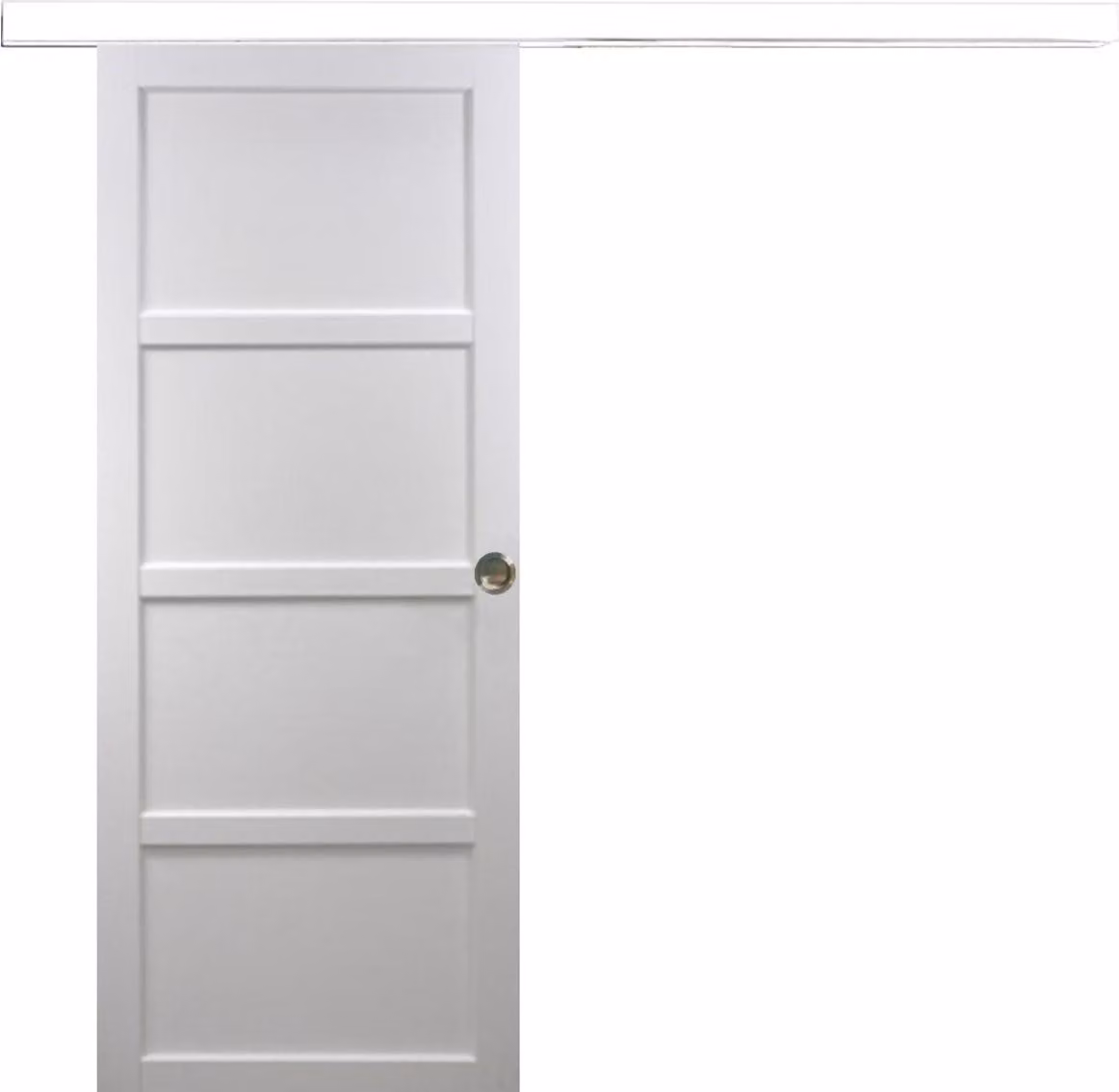 Porta scorrevole Tamera Bianca 4 ante H204 x L83 cm, binario in alluminio bianco, conchiglie Gd Menuiseries