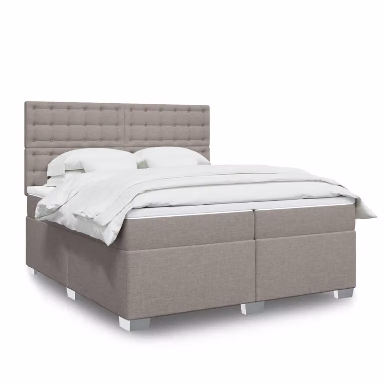 vidaXL Giroletto a Molle con Materasso Ibrido in Tessuto Tortora L/P: 200 x 200 cm